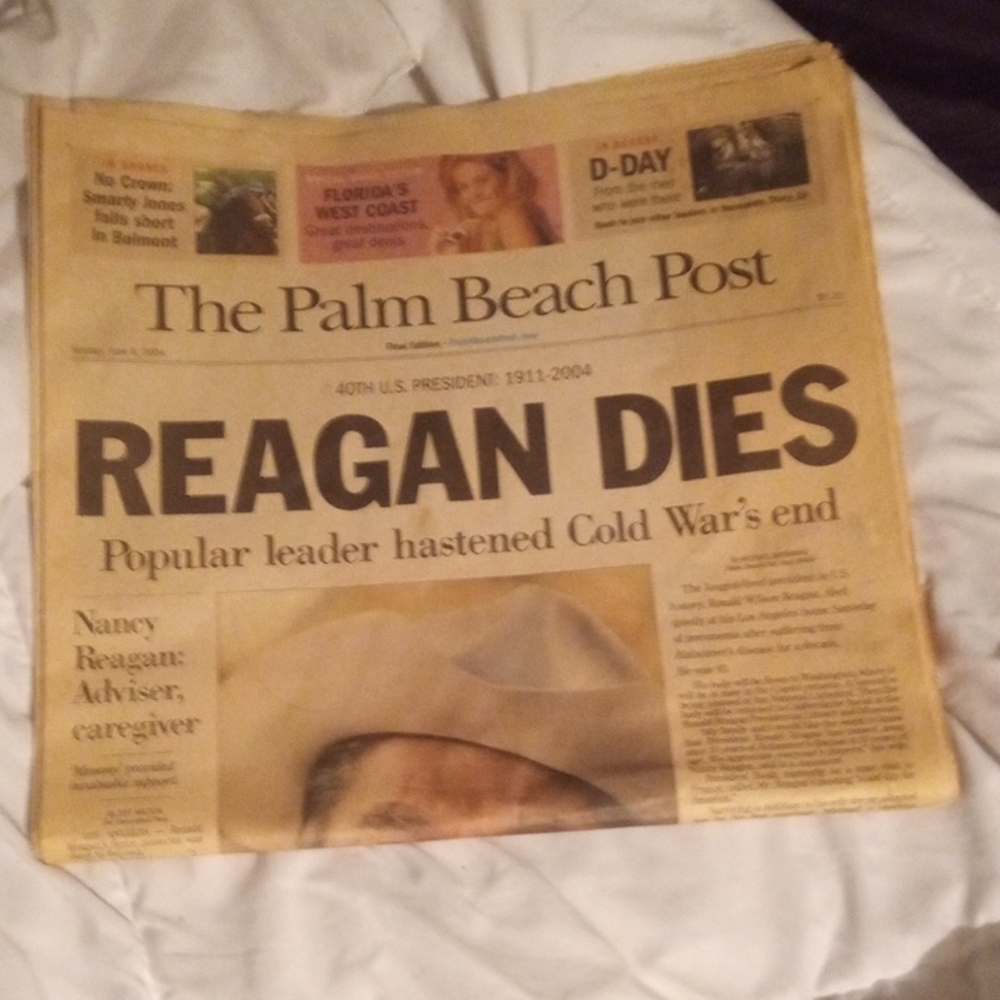 Vintage Newspaper - Reagan Dies Headline